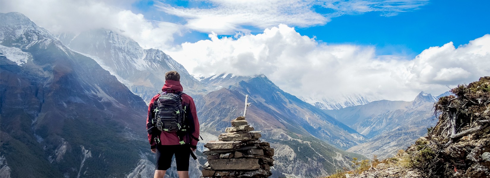 Amazing view of Himalayas of Nepal on the way to Ice Lake, Manang.